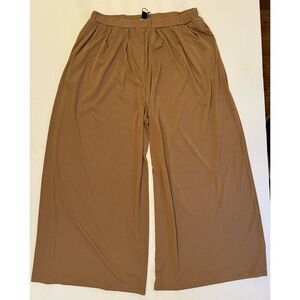 Cider Women's Pull On Solid Elastic Waist Wide Leg Pants Brown Size 1XL NWT